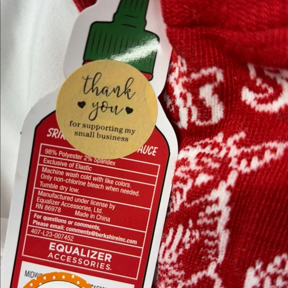 Sriracha Hot Chili Sauce Red and Green long  3 crew Socks for hot sauce lover!